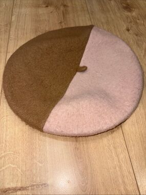 High Quality Wool Beret - Pink And Tan
